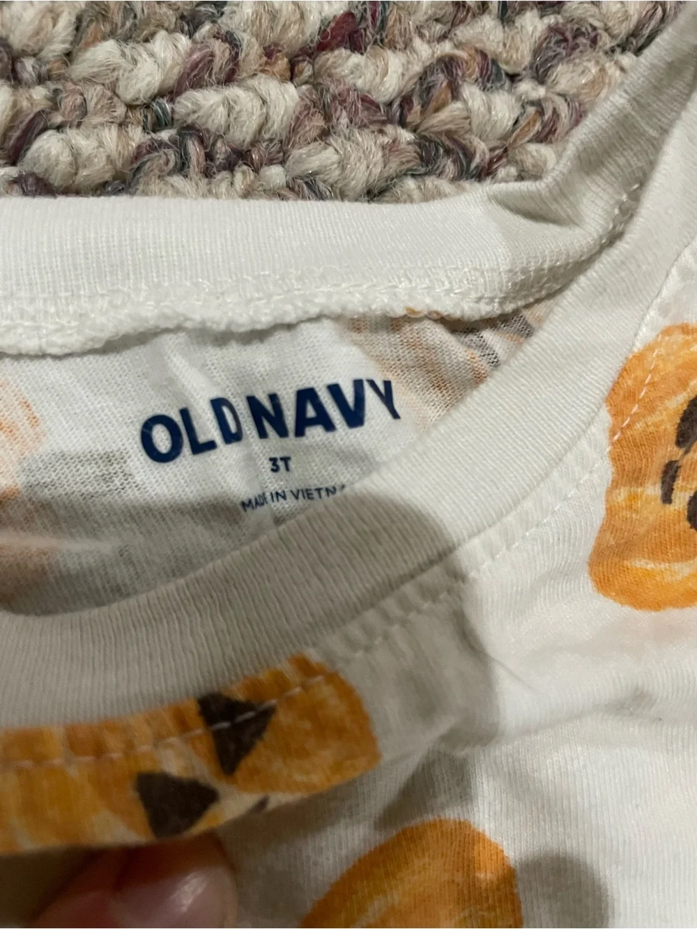 Old Navy White Tee with Orange Pumpkin Print